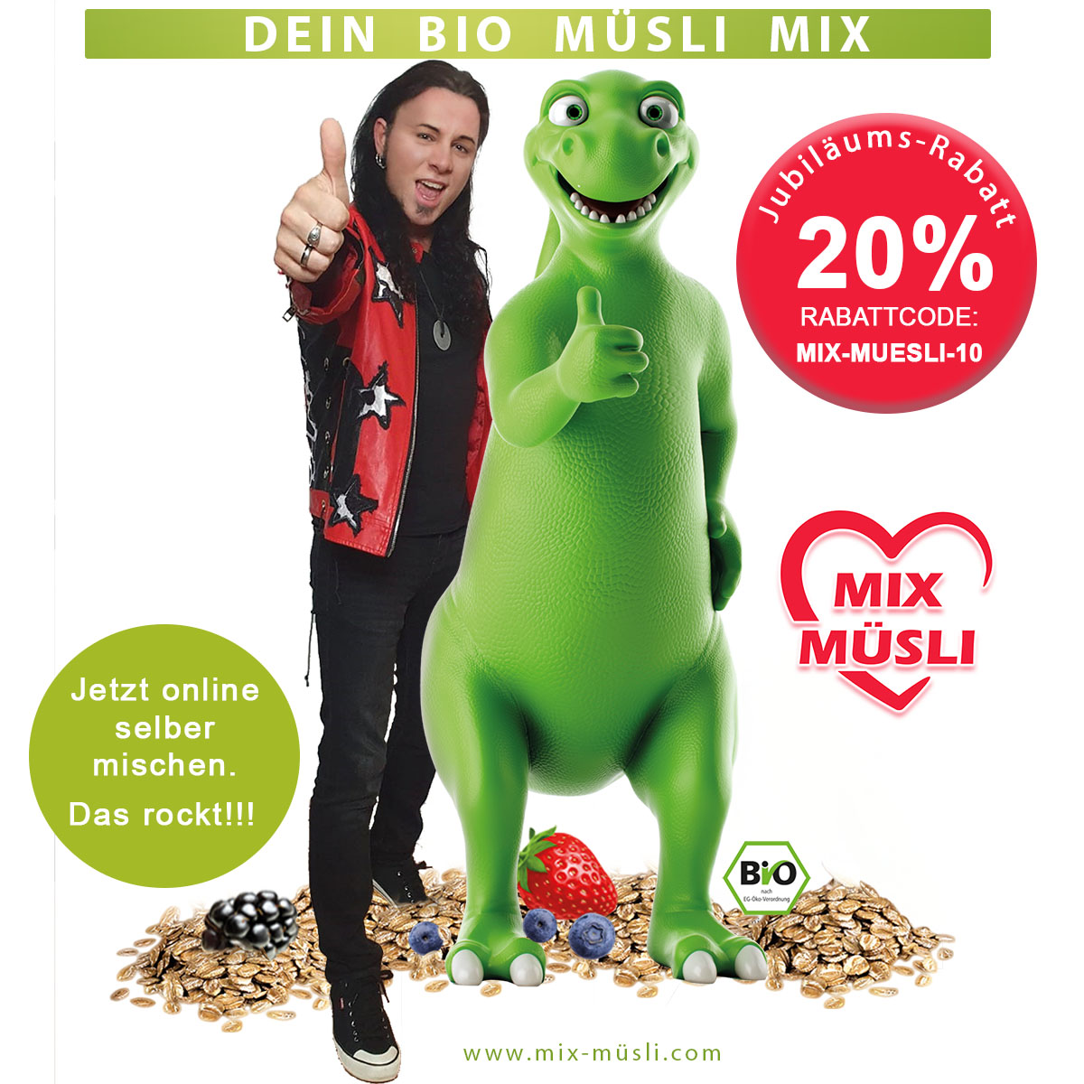 Müsli Rabattcode 20% Jubiläumsrabatt